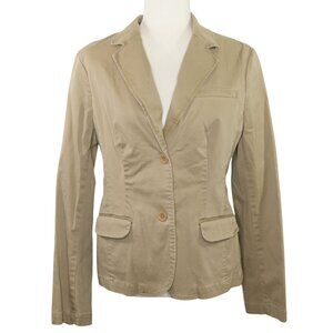Lands End Canvas Jacket Casual Blazer Khaki Tan